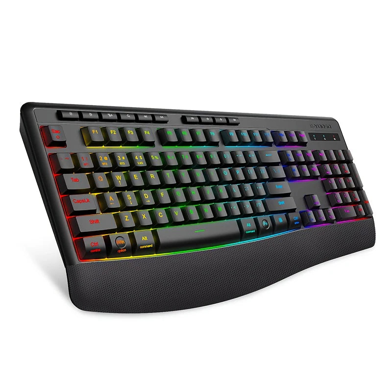 Wrist support silent backlit gaming keyboard