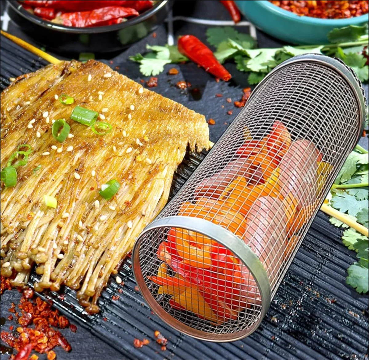 BBQ Rolling Grilling Basket